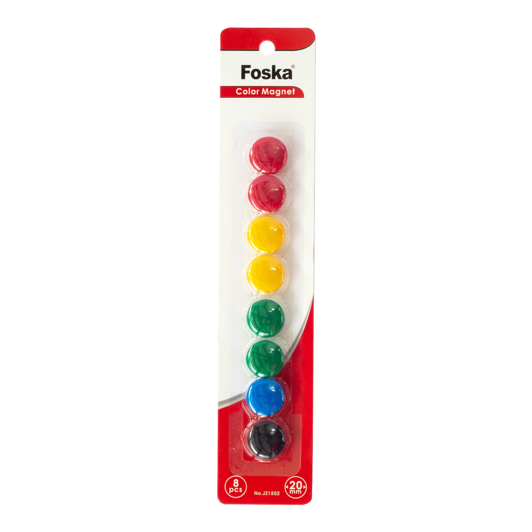 Foska Magnets, for whiteboard, colored, 20 mm, 8 pcs