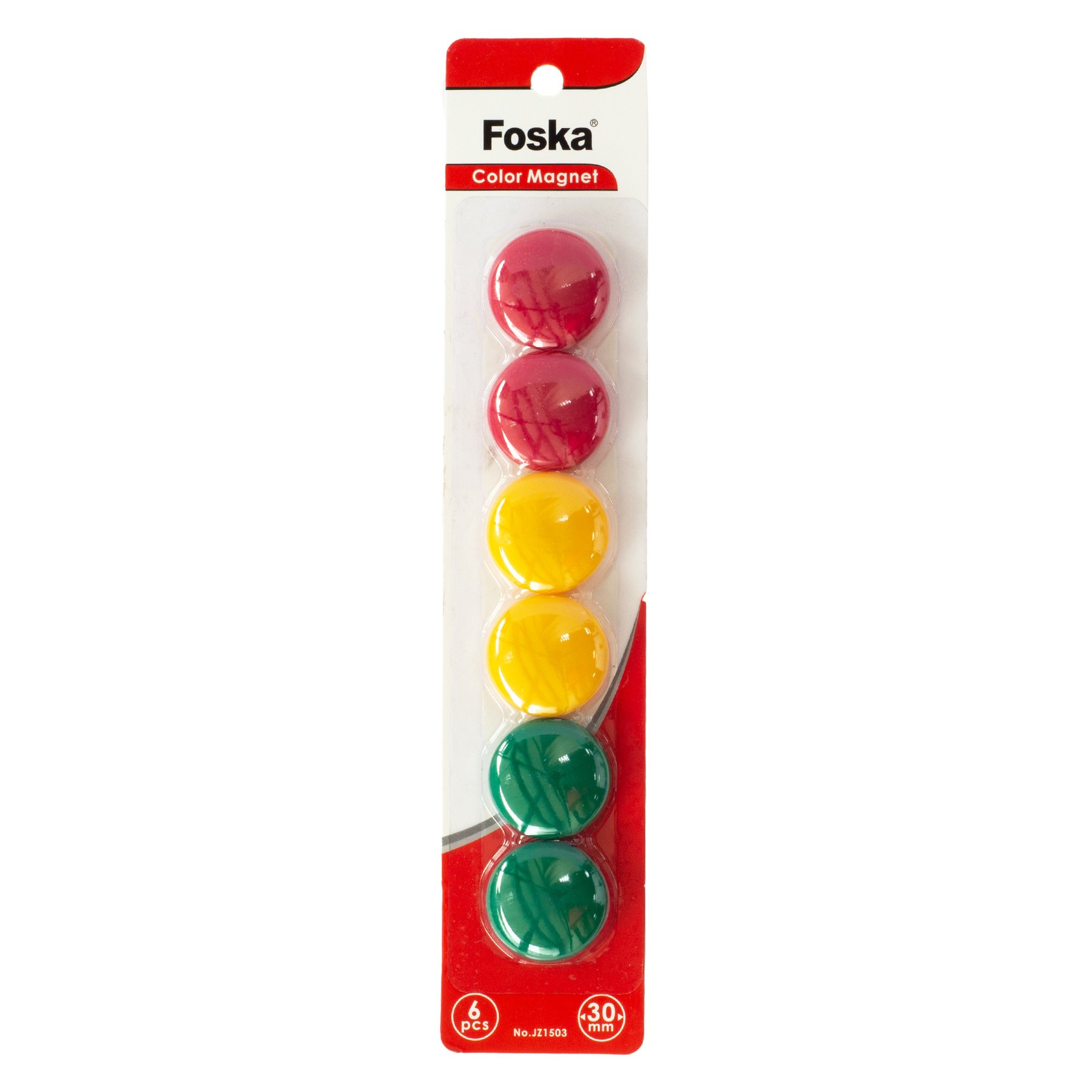 Foska Magnets, for whiteboard, colored, 30 mm, 6 pcs