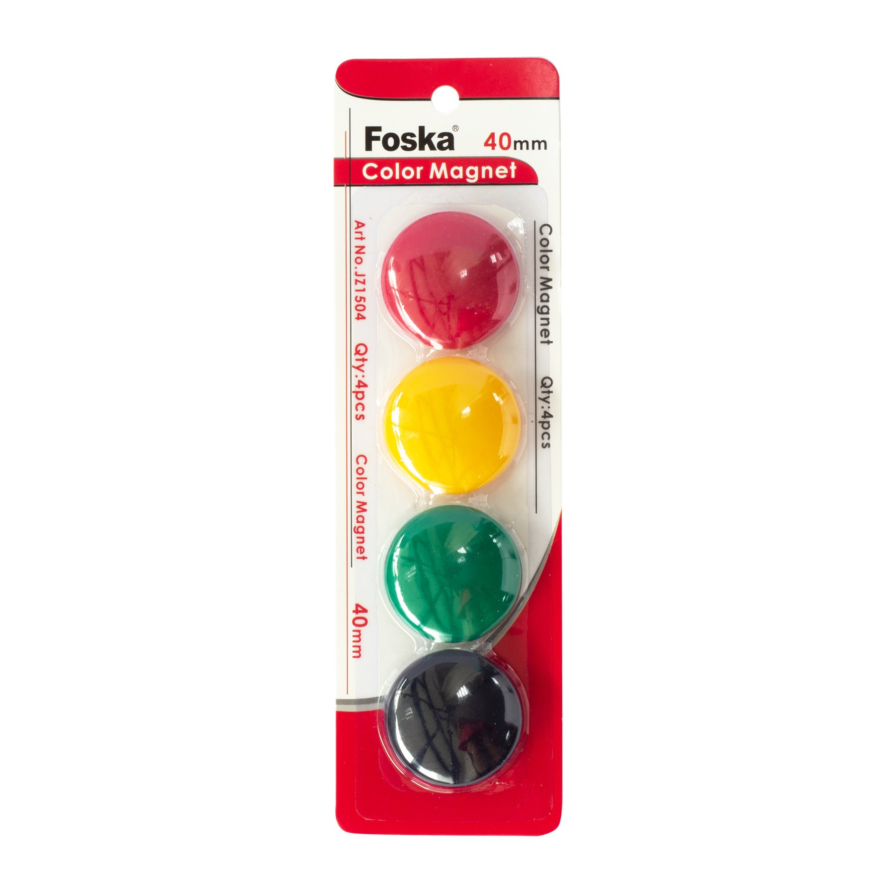 Foska Magnets, for whiteboard, coloured, 40 mm, 4 pcs