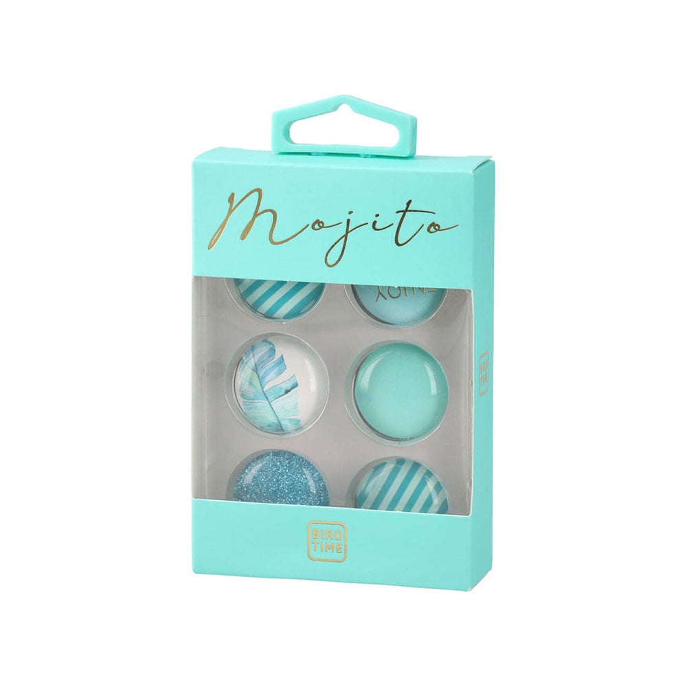 Biro Time Agate Whiteboard Magnets, mint, 6 pcs