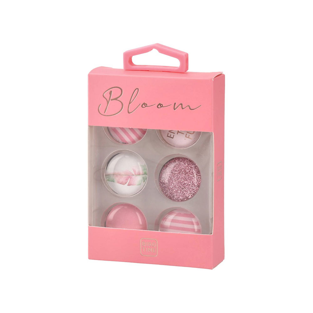 Магнити Biro Time Agate, за бяла дъска, розови, 6 броя