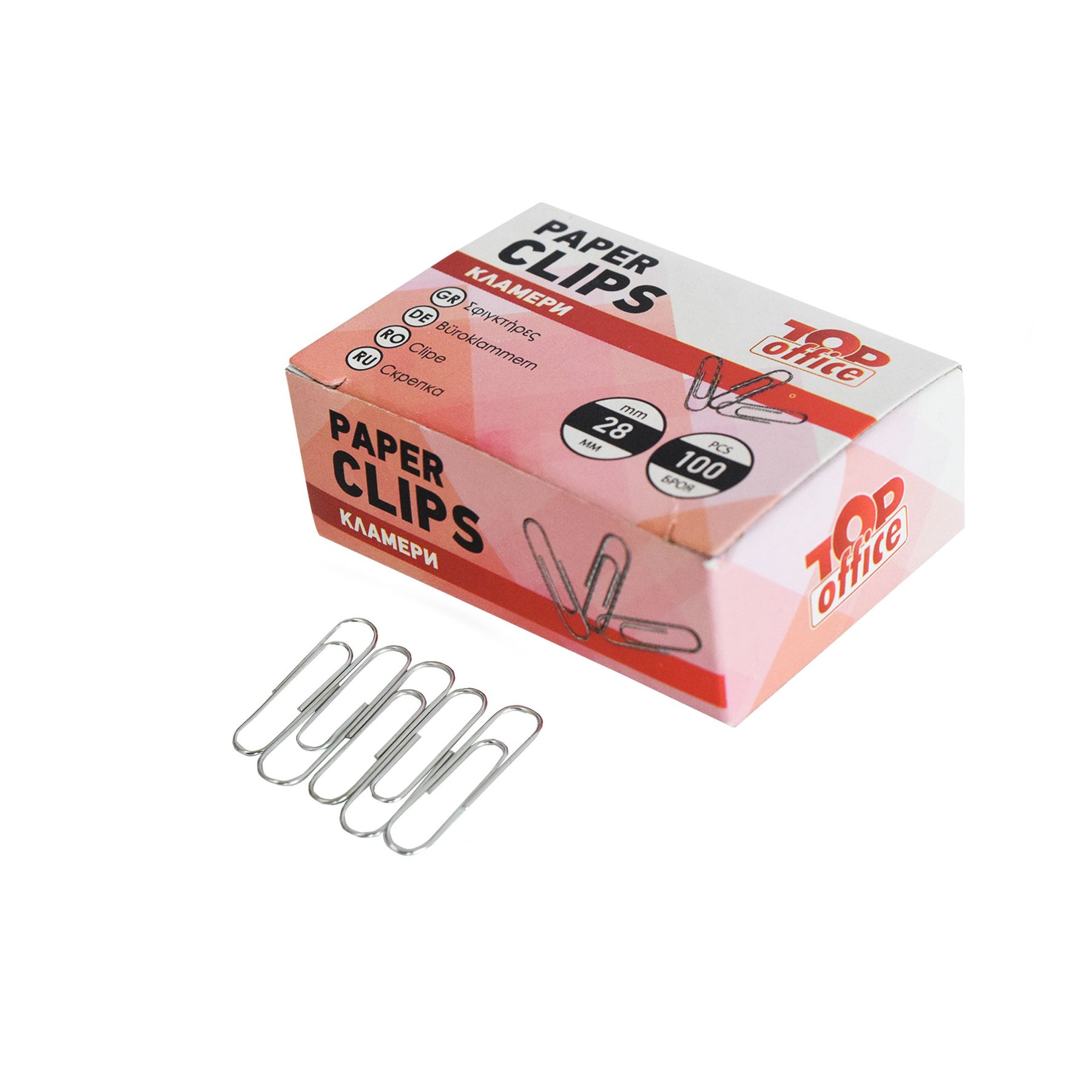Top Office Paper clips, 28 mm, 100 pieces