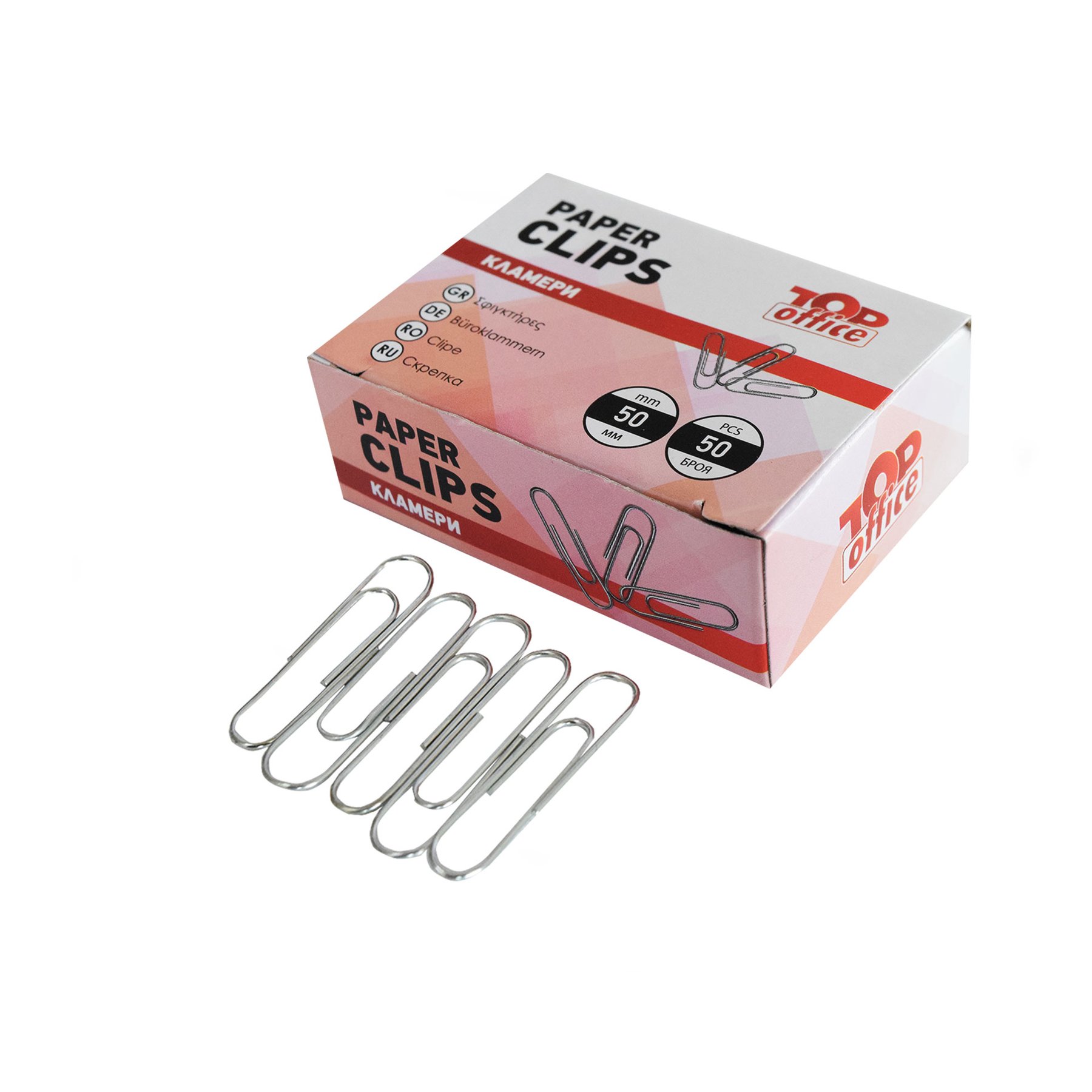 Top Office Paper Clips, 50 mm, 50 pcs