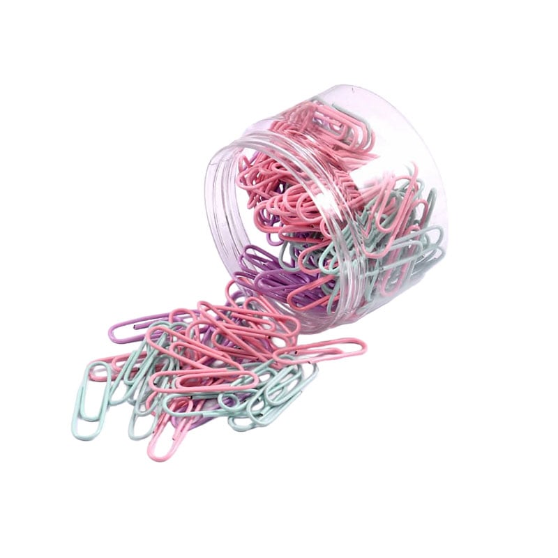 Foska Paper clips, 28 mm, 120 pcs, pink & purple, in box