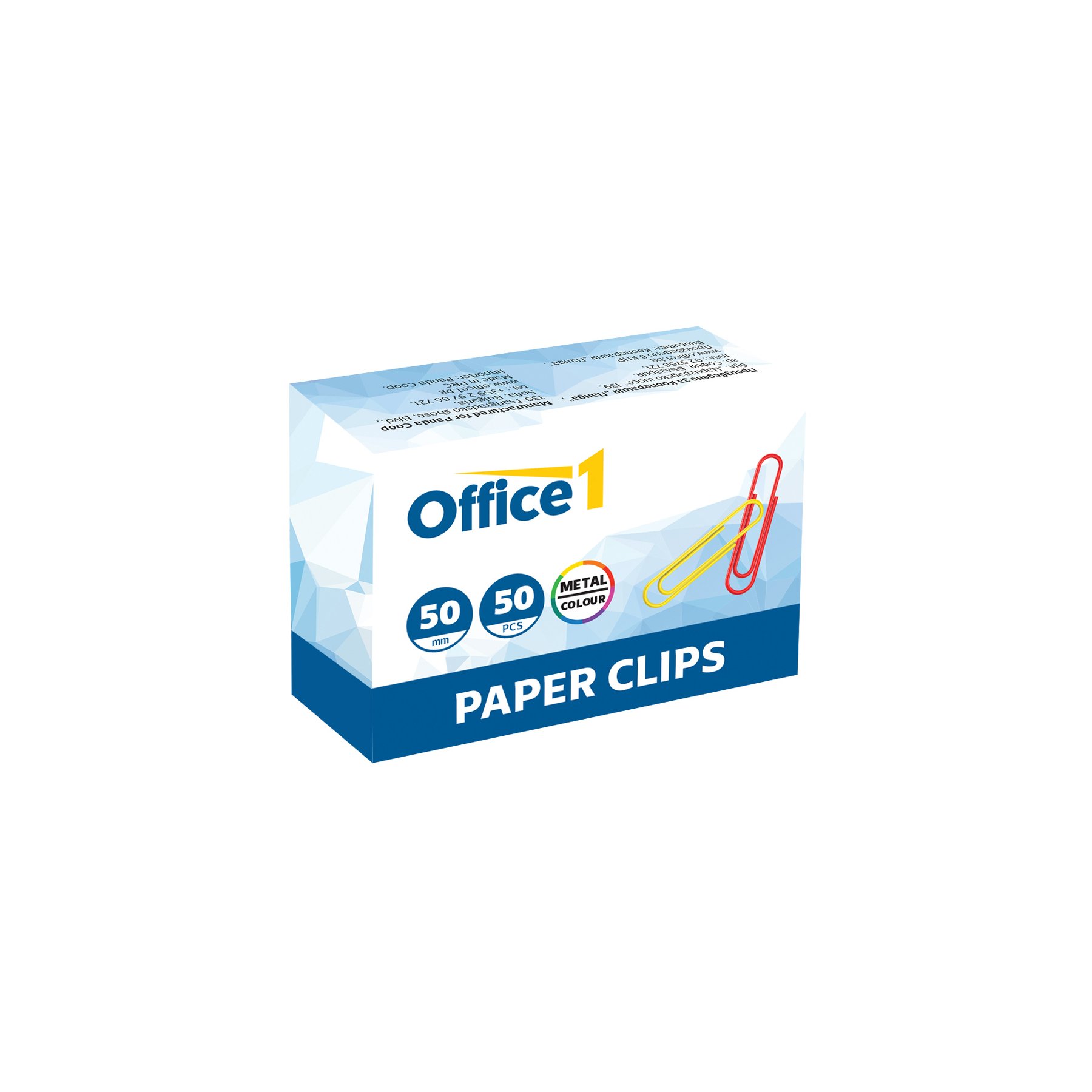 Office 1 Paper clips, 50 mm, colored, 50 pieces
