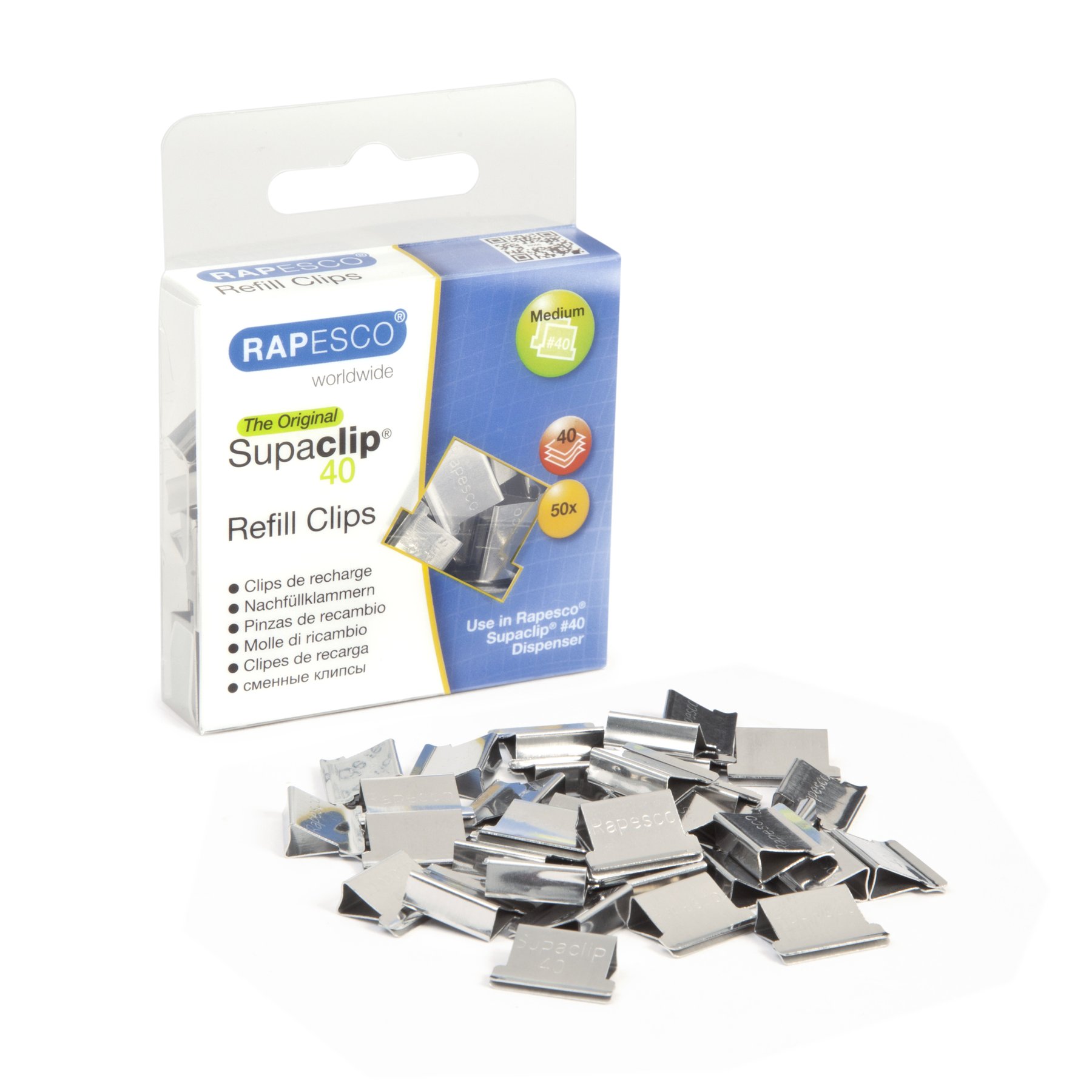 Rapesco Supaclip Clips, metal, for 40 sheets, 50 pcs