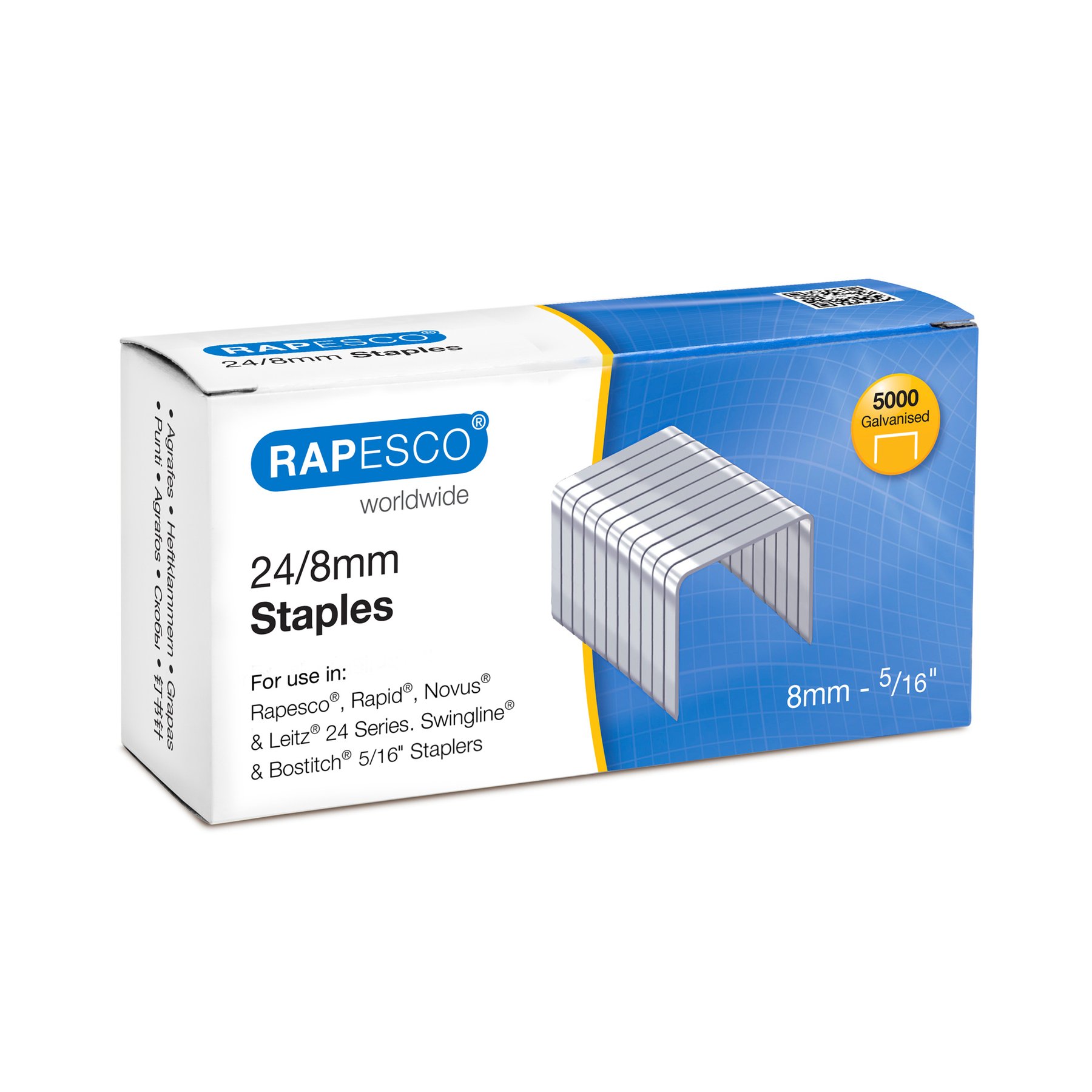 Rapesco Staples, size 24/8 mm, 5000 pieces