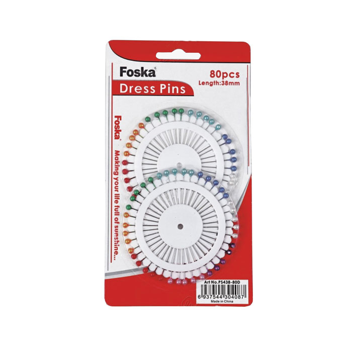 Foska Pins, colored, 38 mm, 80 pcs