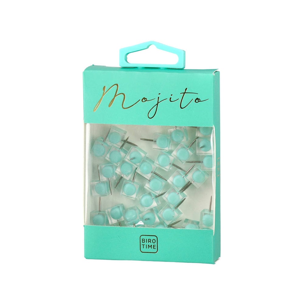 Biro Time Emerald Push Pins for corkboard, mint, 35 pcs