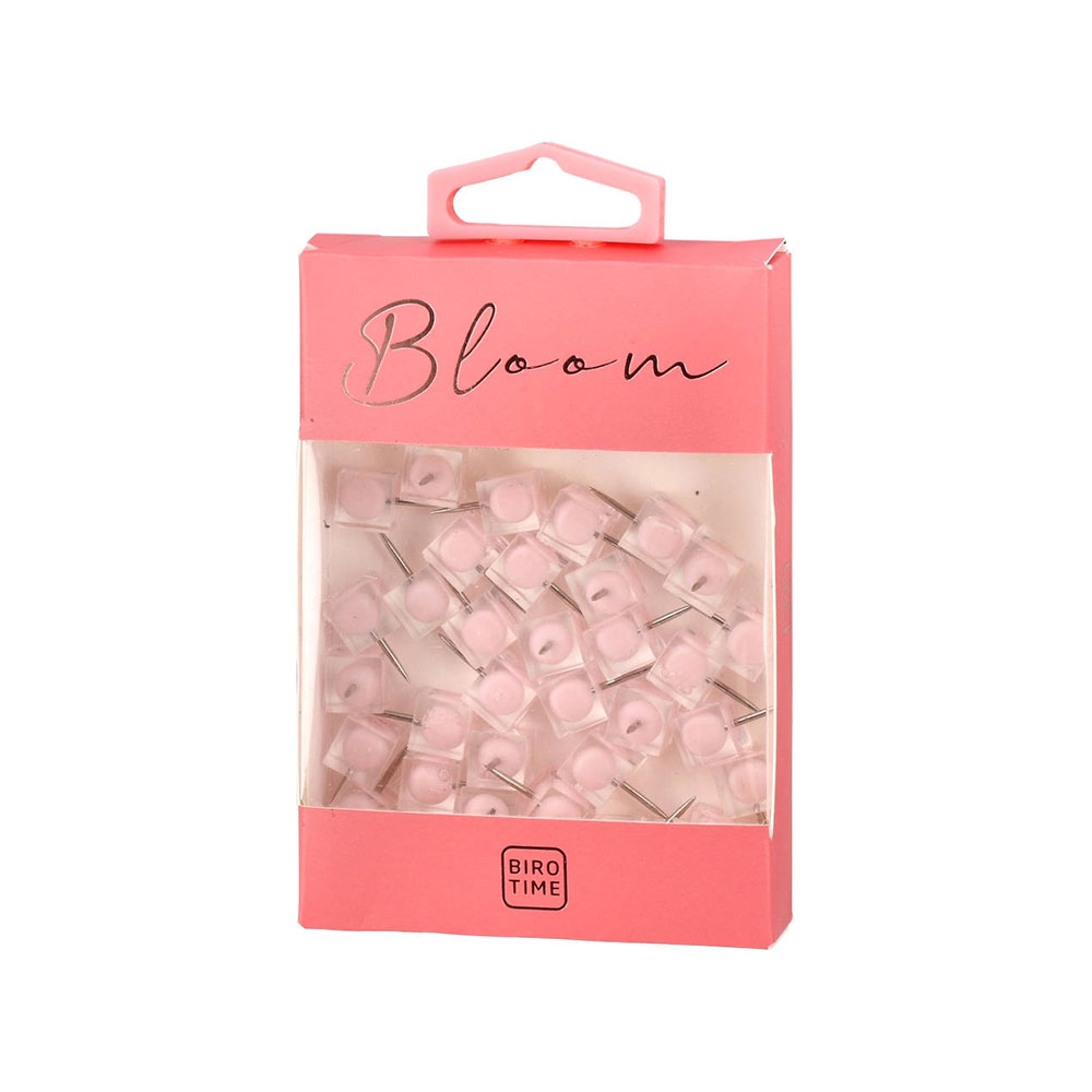 Пинчета за коркова дъска Biro Time Emerald, розови, 35 броя