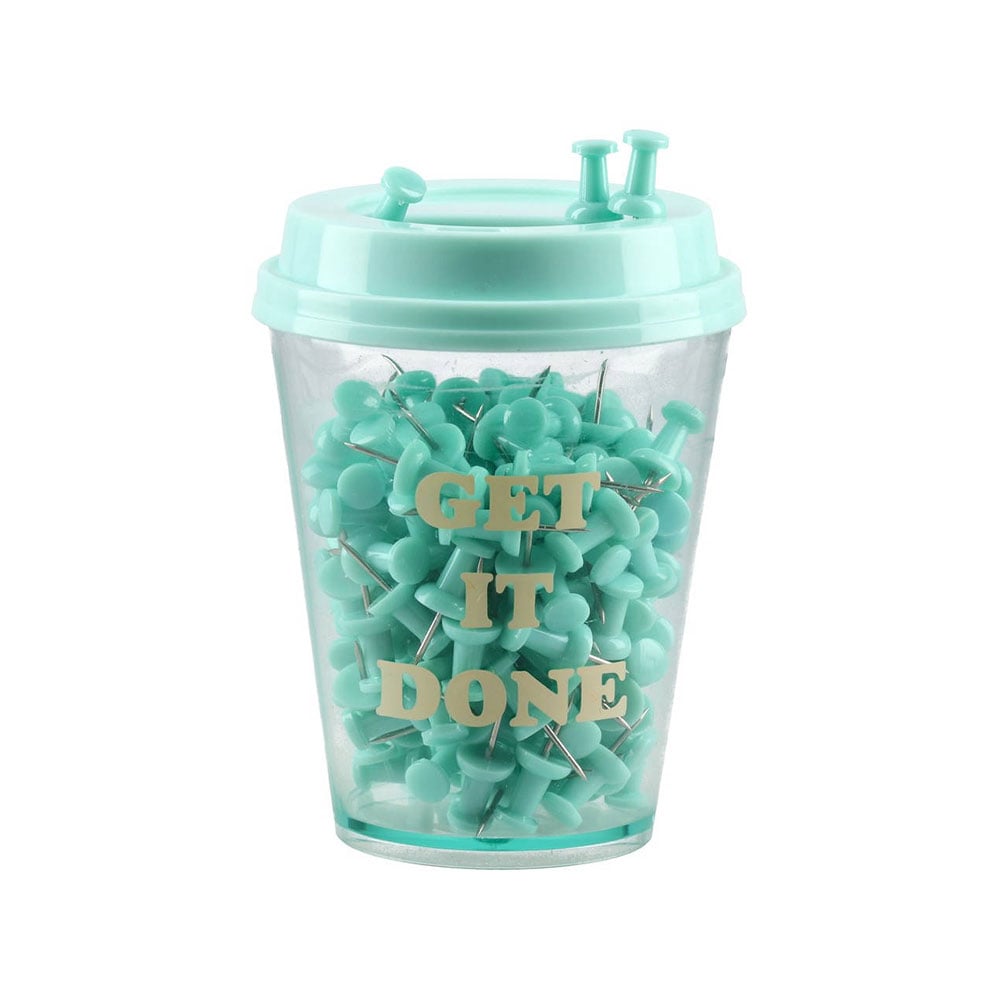 Biro Time Malachite Push Pins for corkboard, in cup, mint, 150 pcs