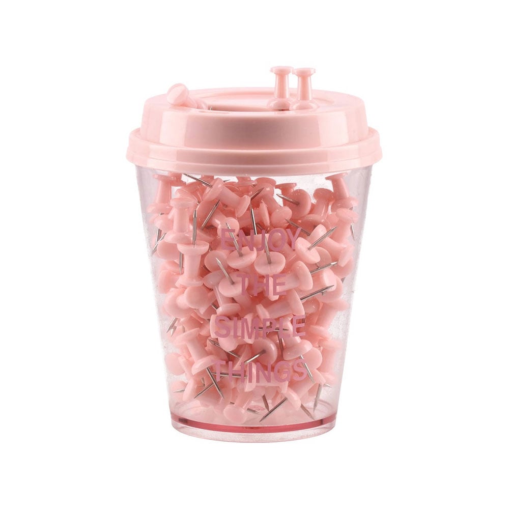 Biro Time Malachite Push Pins for corkboard, in cup, pink, 150 pcs