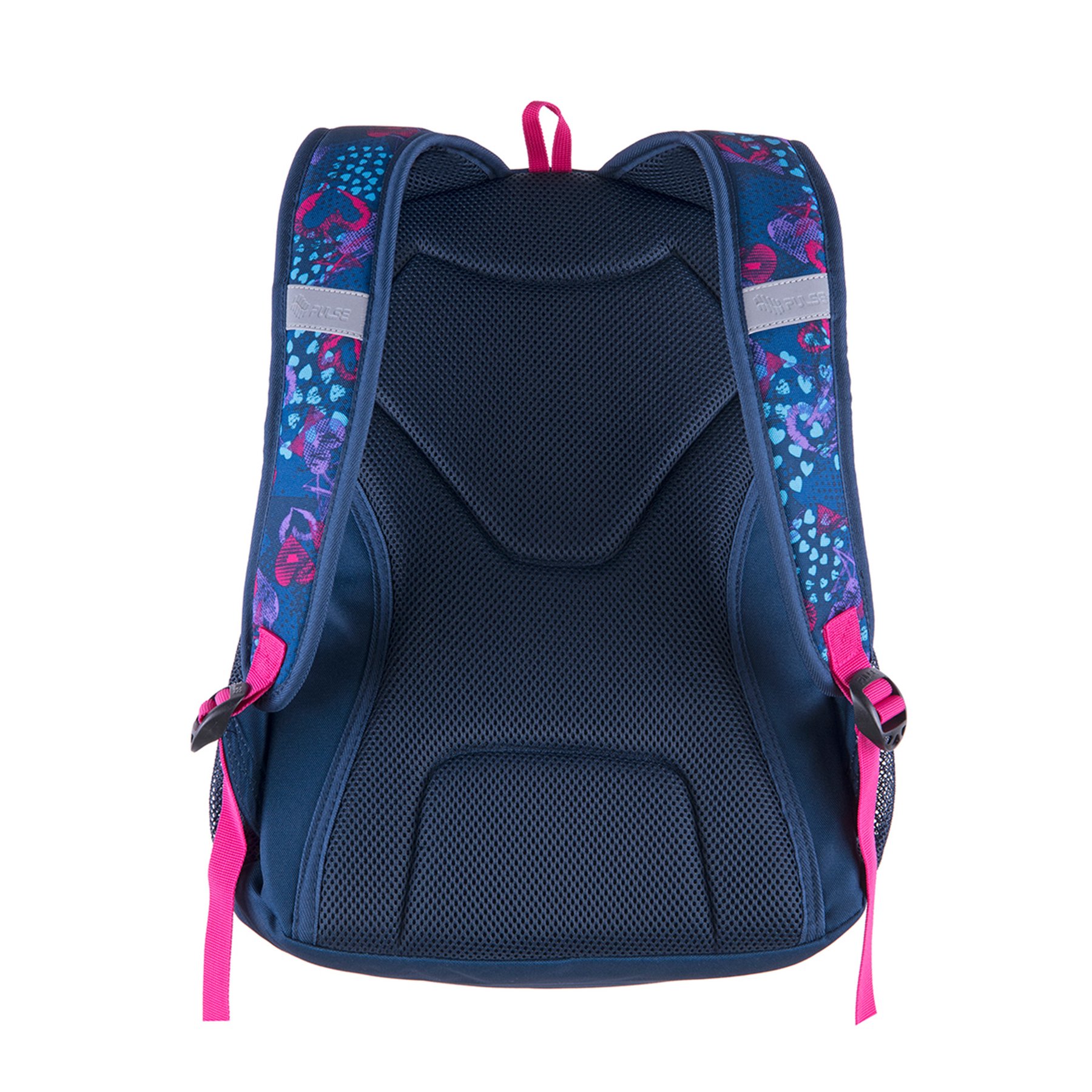 Pulse Backpack Teens, Hearts, Blue-Pink