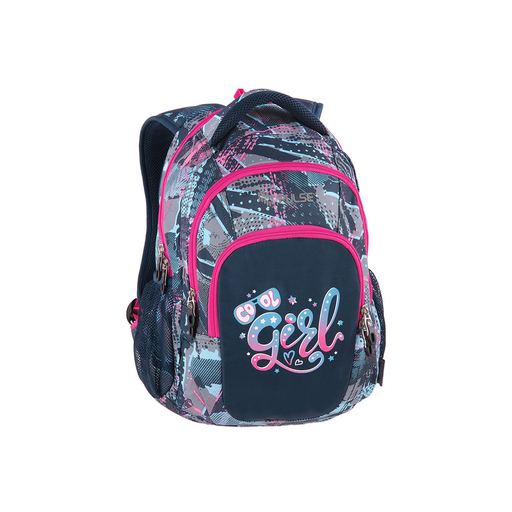 Pulse Backpack Teens Happy Girl, gray-pink
