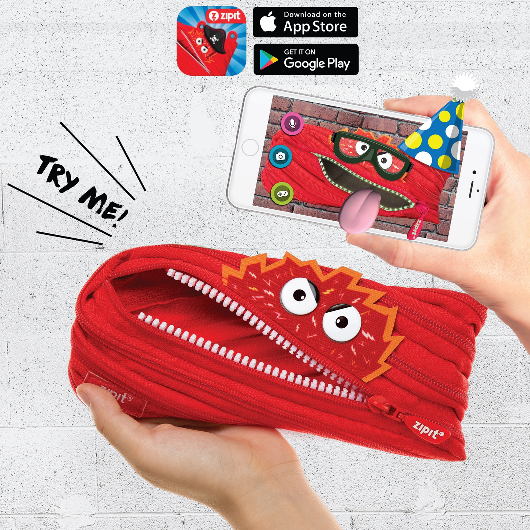 Zipit Pencil Case Talking Monstars, medium, pink