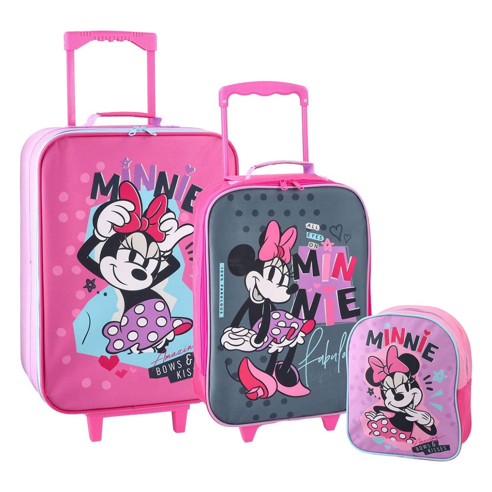 Best TB12 Set of Two Suitcases and Backpack, Minnie Mouse, polyester