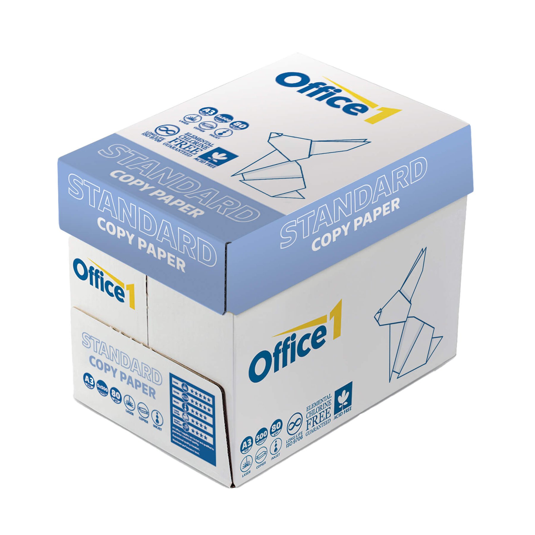 Office 1 Copy Paper Standard, A3, 80 g/m2, 500 sheets, 5 packs