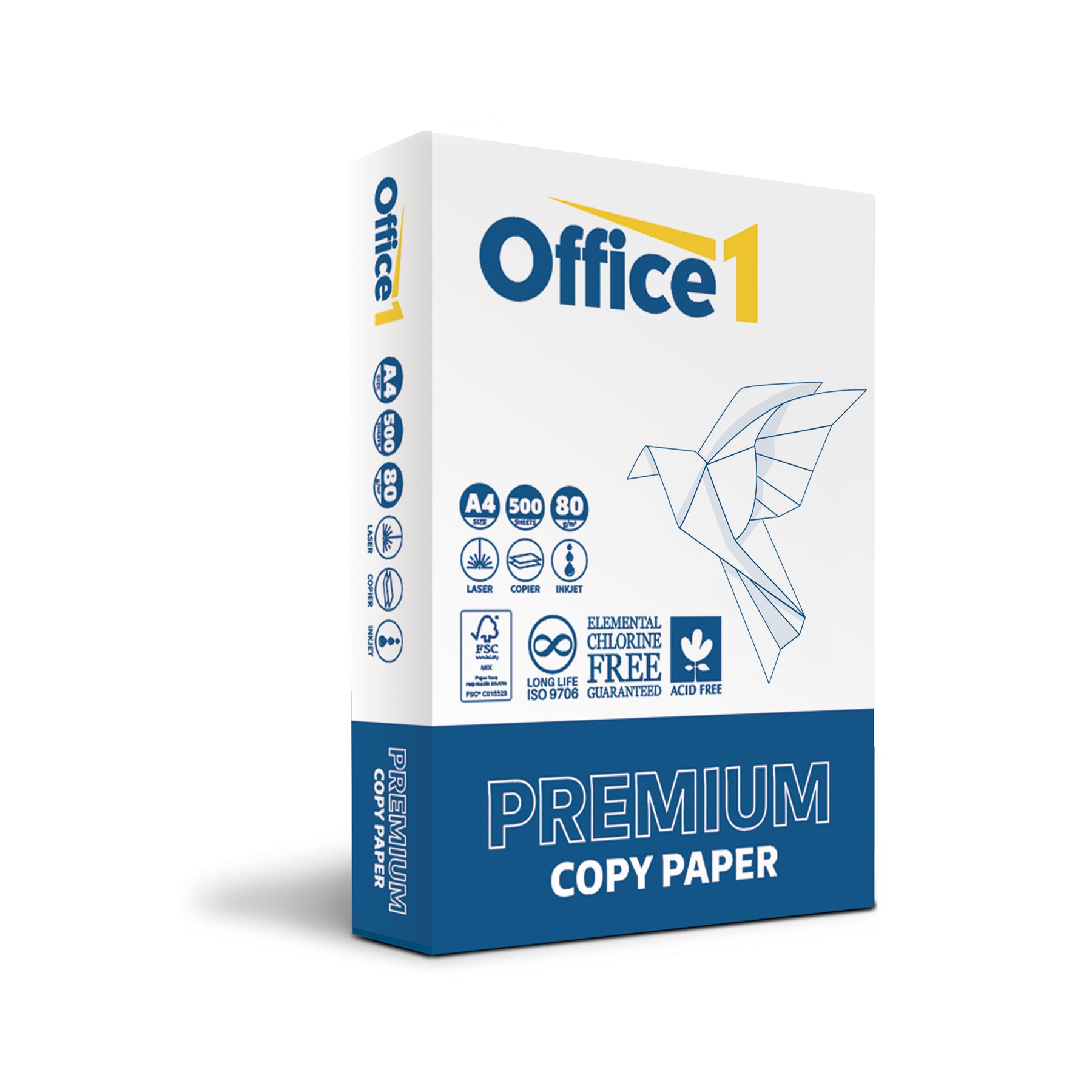Office 1 Copy paper Premium, A4, 80 g/m?, 500 sheets