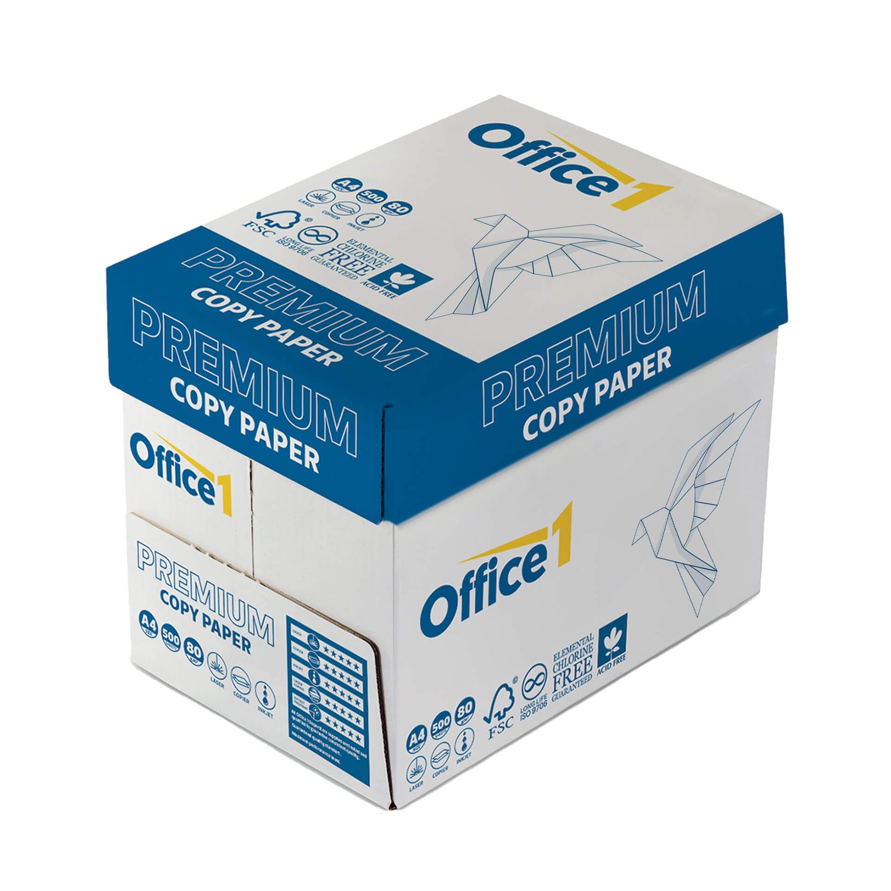 Office 1 Copy paper Premium, A4, 80 g/m2, 500 sheets, 5 packs