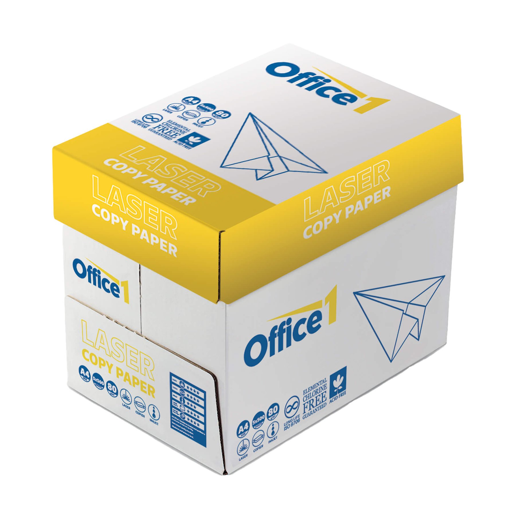 Office 1 Copy paper Laser Copy, A4, 80 g/m2, 500 sheets, 5 packs
