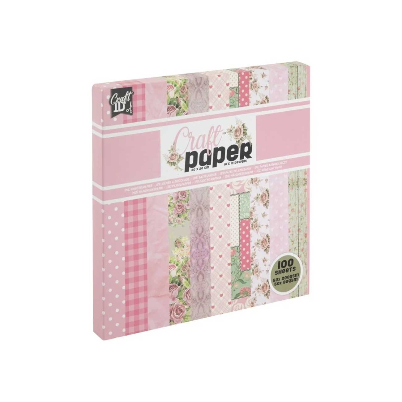 Craft ID Designer paper, 20 x 20 cm, 100 sheets, pink