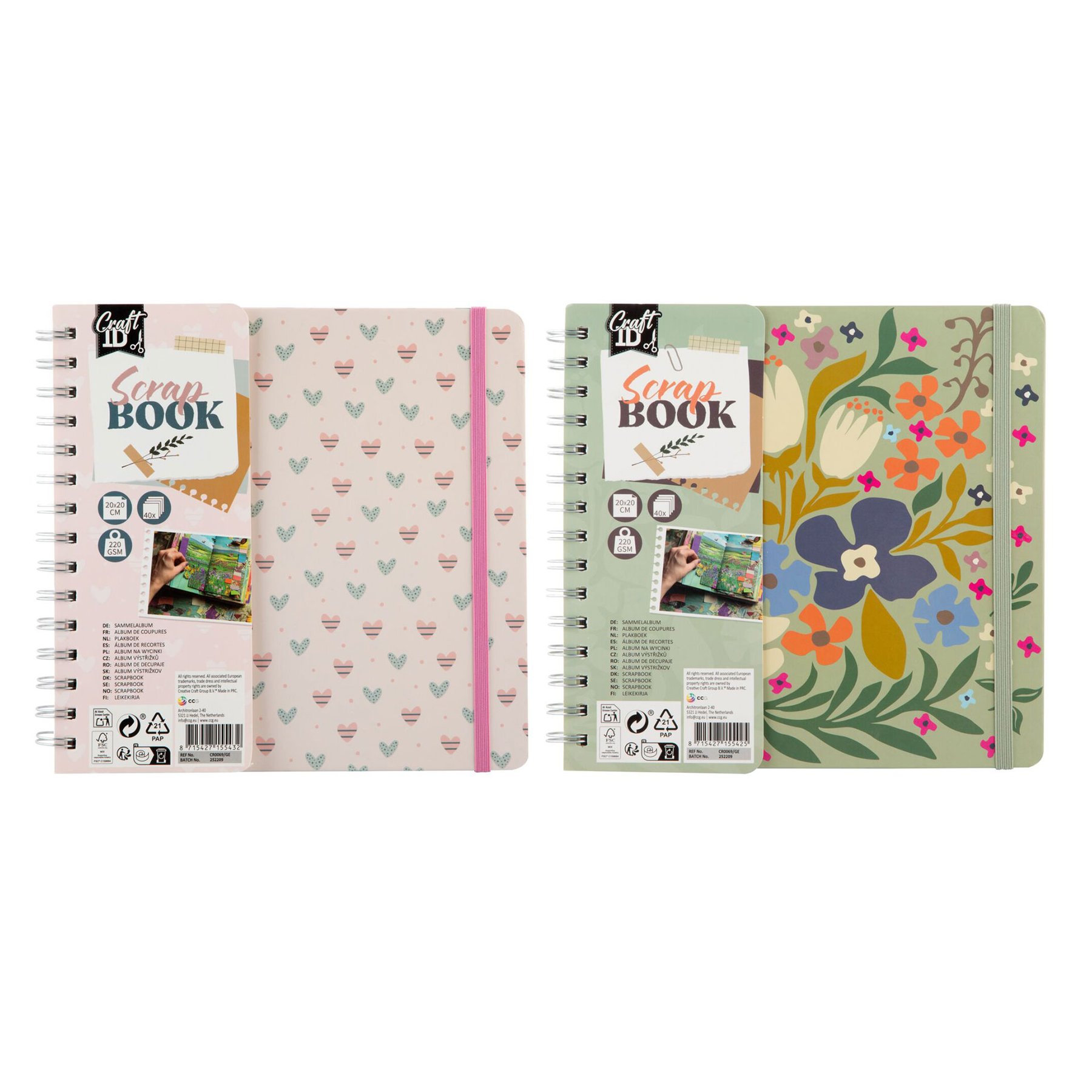 Craft ID Scrapbook, 20.5 ? 20.5 cm, 40 sheets, assorted, 12 pcs