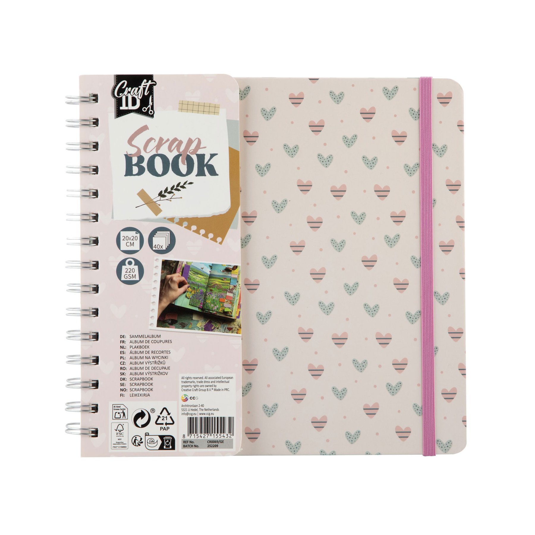 Craft ID Scrapbook, 20.5 ? 20.5 cm, 40 sheets, pink