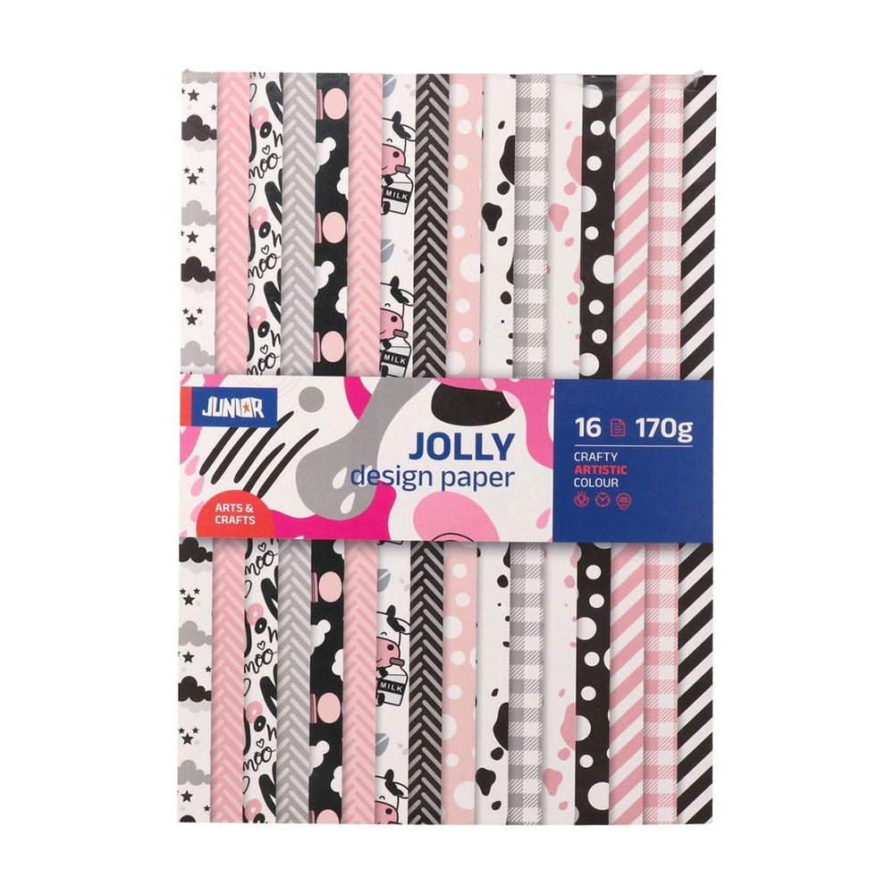 Junior Designer Paper Pad, A5, dark patterns, 16 pcs