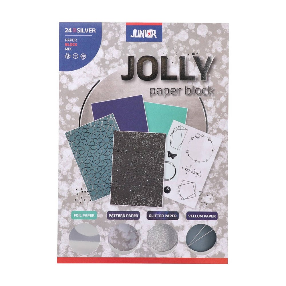 Junior Designer Paper Pad, A5, silver, 5 pcs
