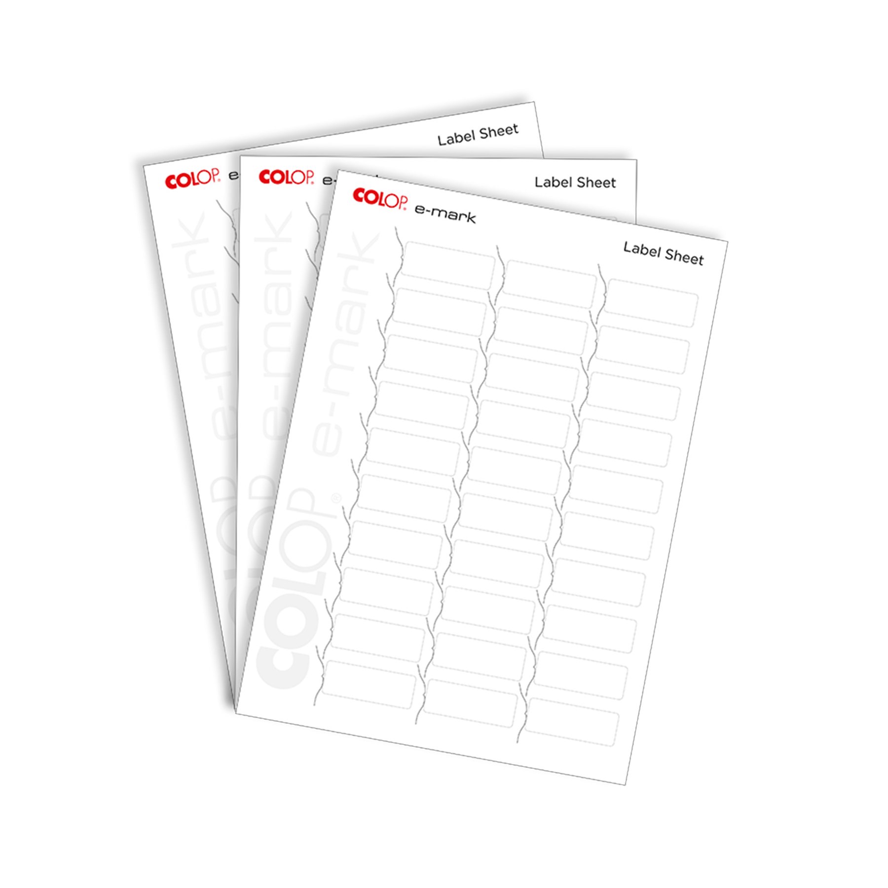Self-adhesive se labels Colop E-Mark, 48 x 18 mm, rounded corners, 10 sheets