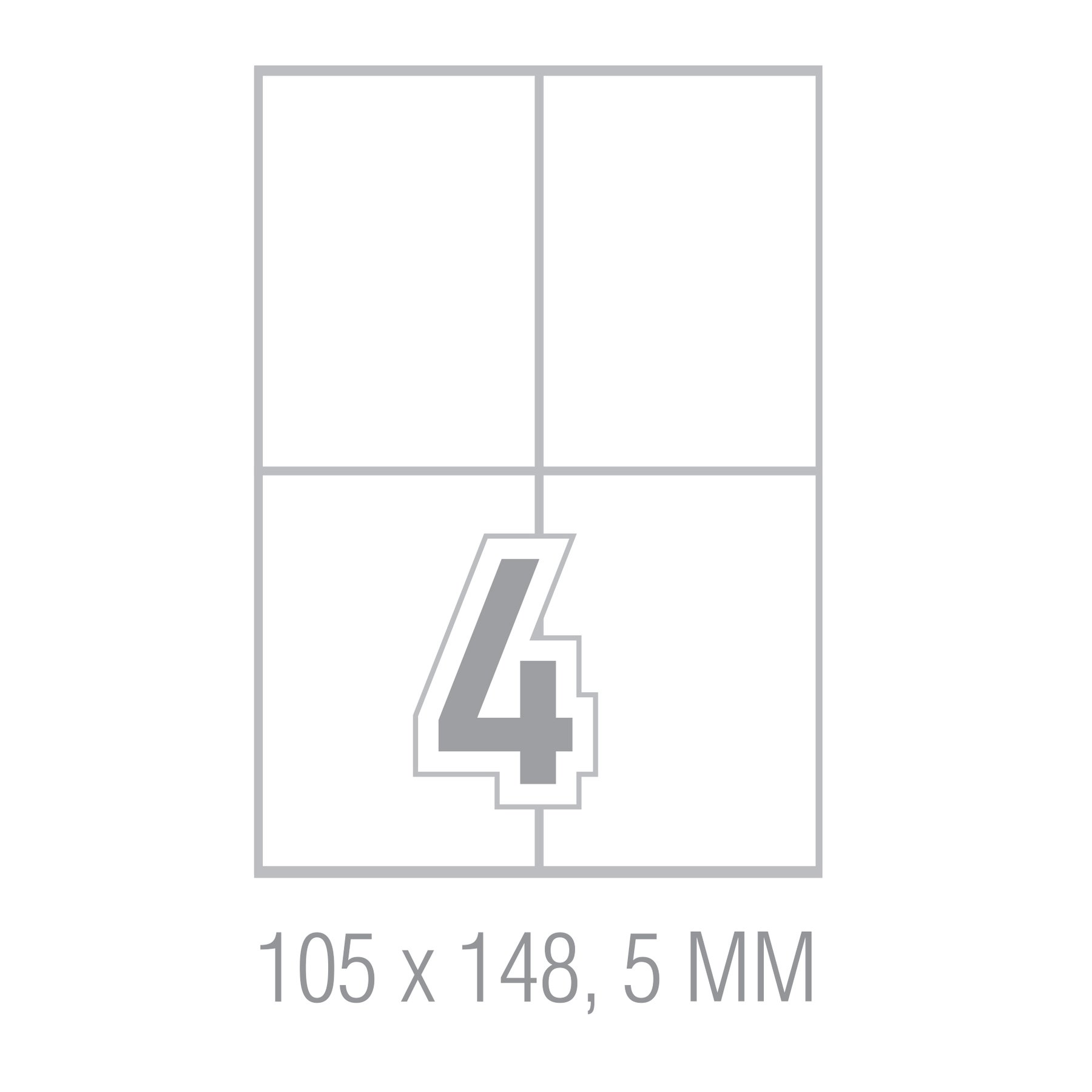 Office 1 Self-adhesive labels, A4, 105 x 148.5 mm, straight corners, 100 sheets