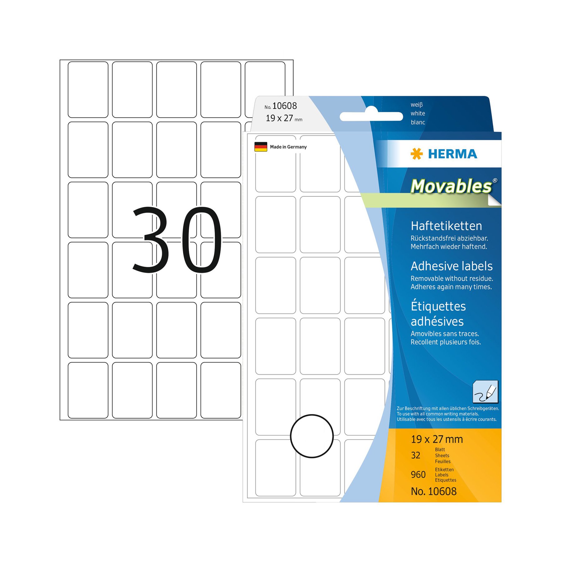 Herma Self-adhesive price labels, 19 x 27 mm, white, 960 pieces, boxed