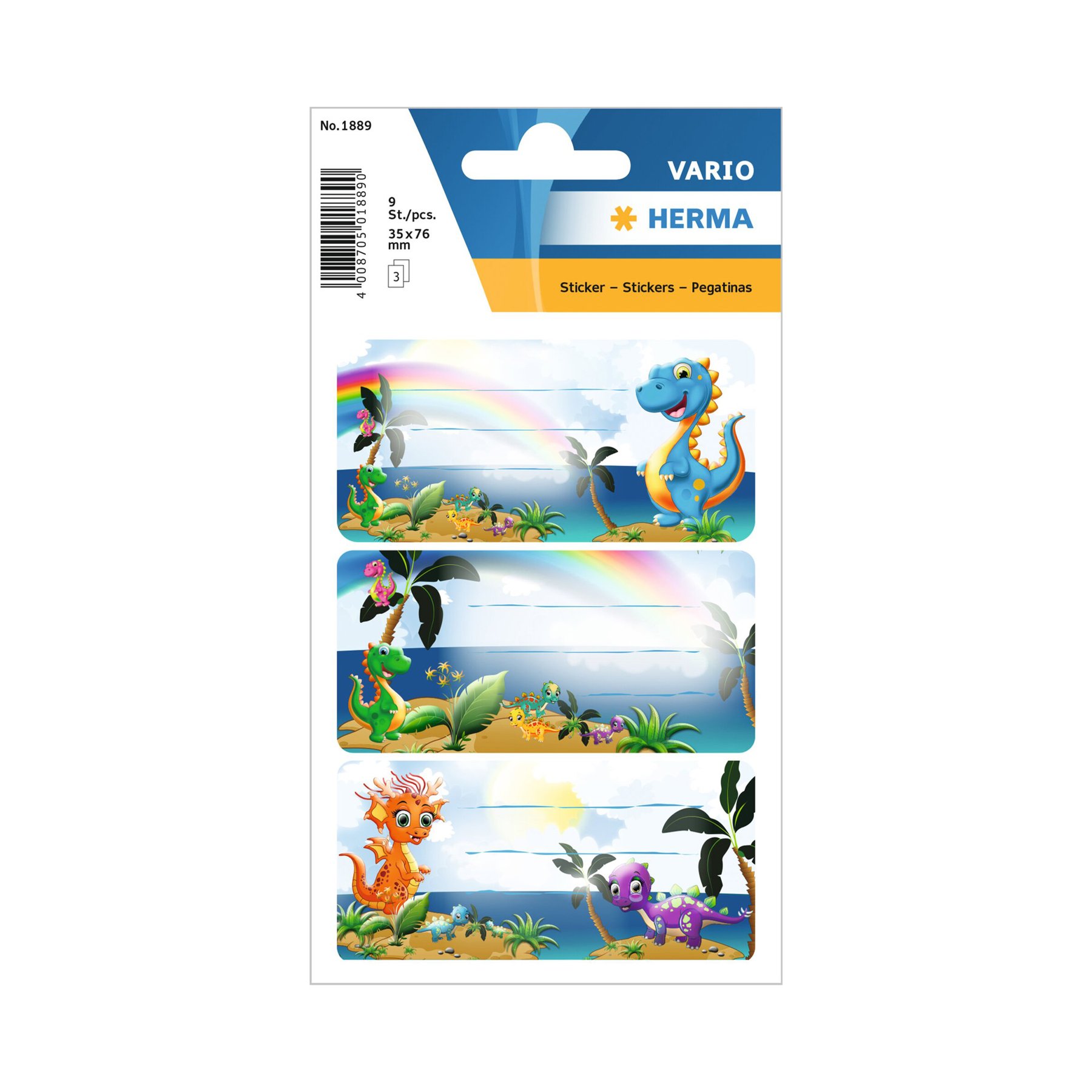 Herma Self-adhesive labels Dinosaurs, school, 9 pieces