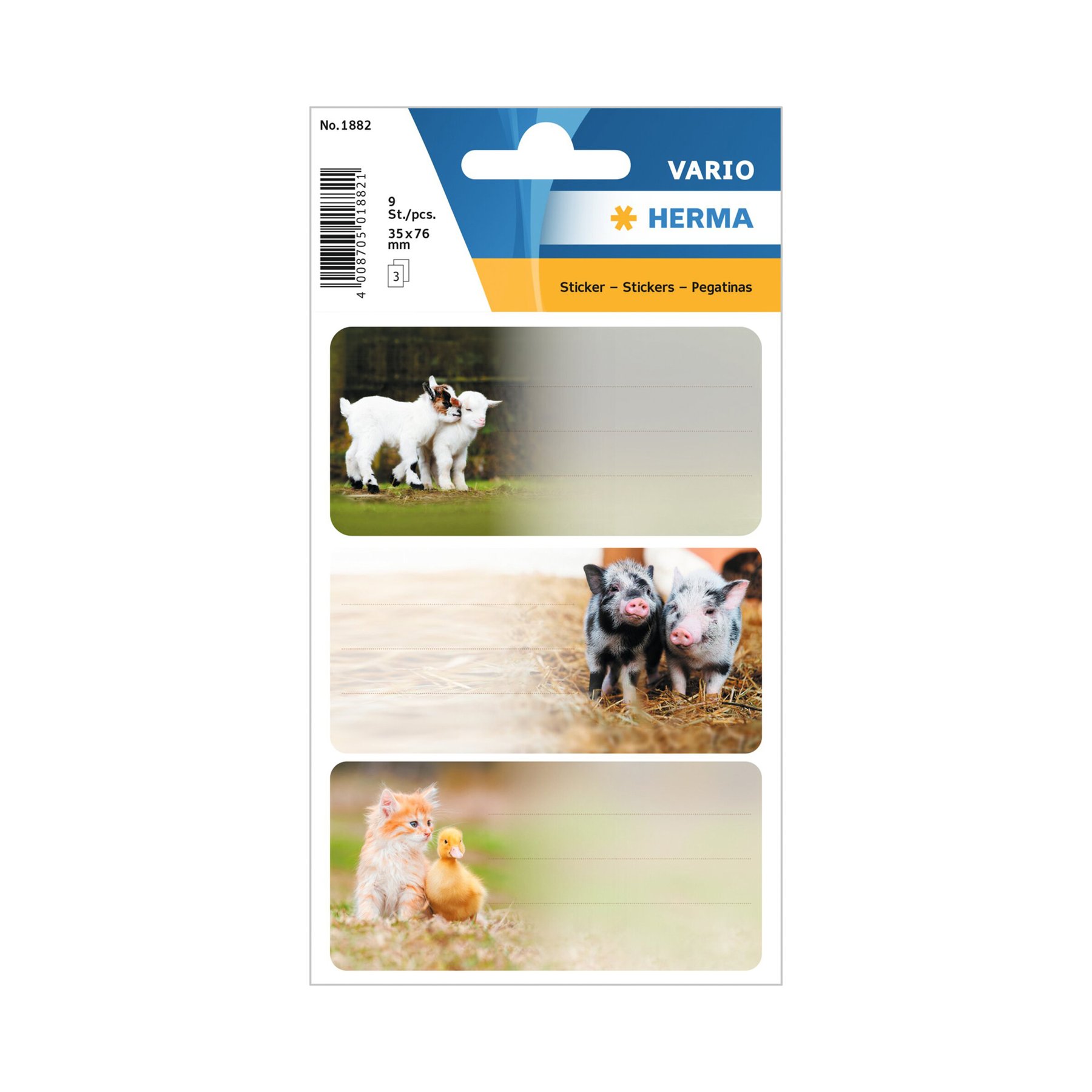 Herma Self-adhesive labels Farm animals, school, 9 pieces