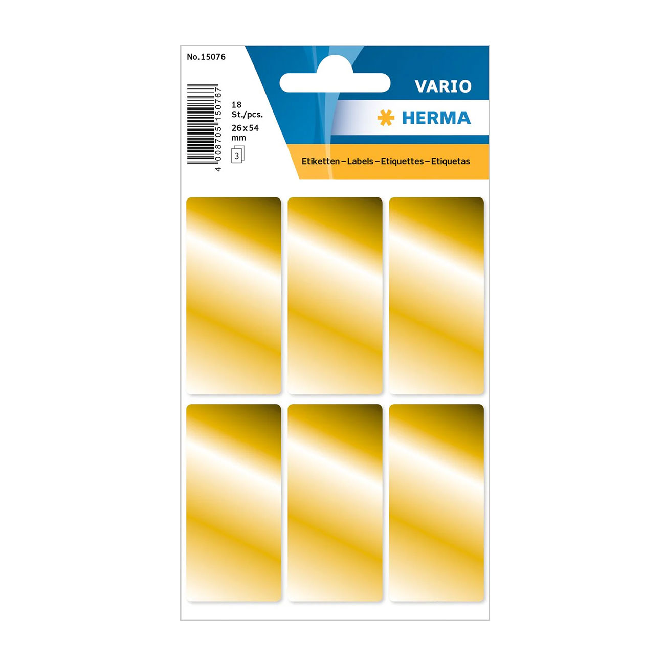 Herma Self-adhesive labels, 26 x 54 mm, gold, 18 per pack