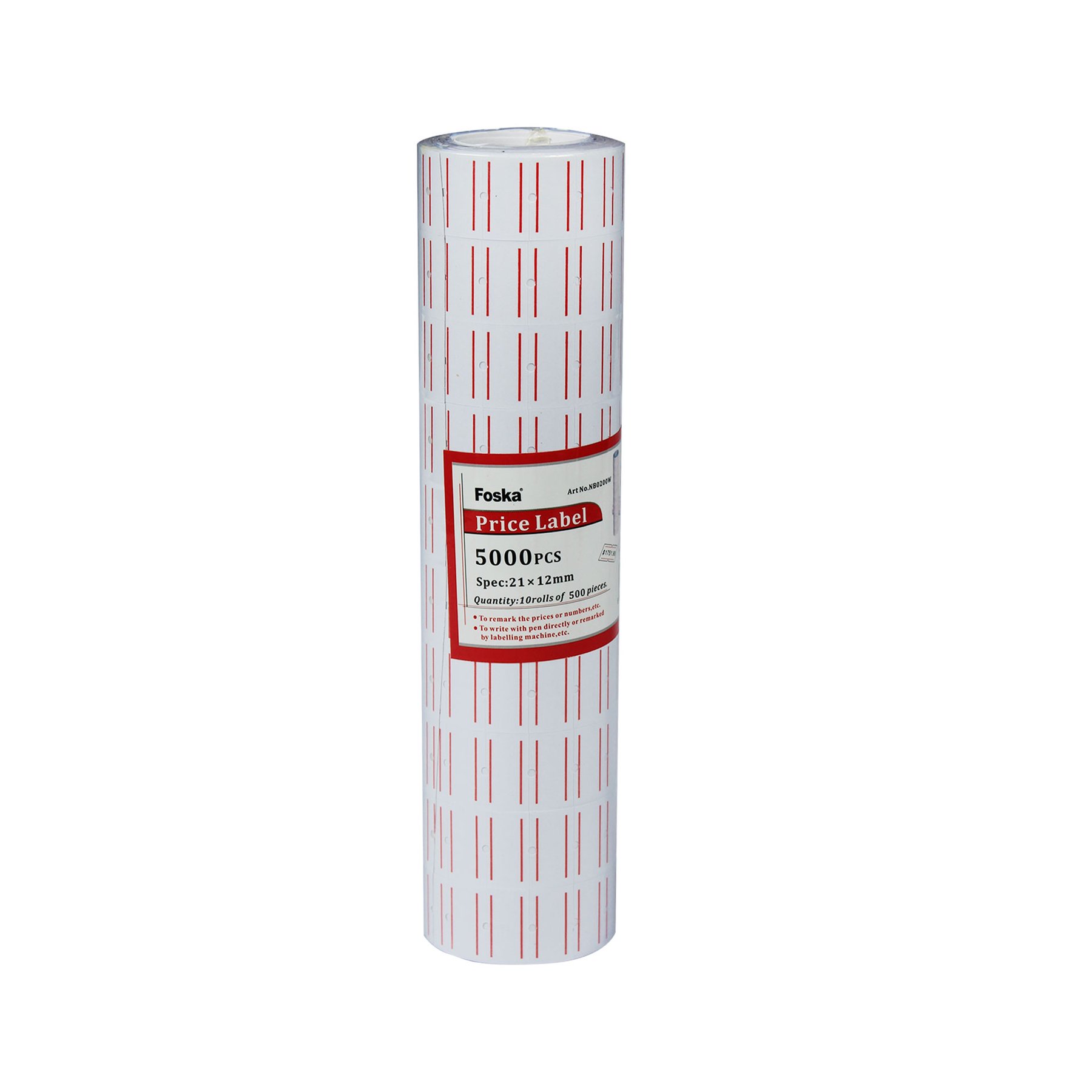 Foska Labels for pricing guns, 22 x 12 mm, white, 500 labels per roll, 10 rolls