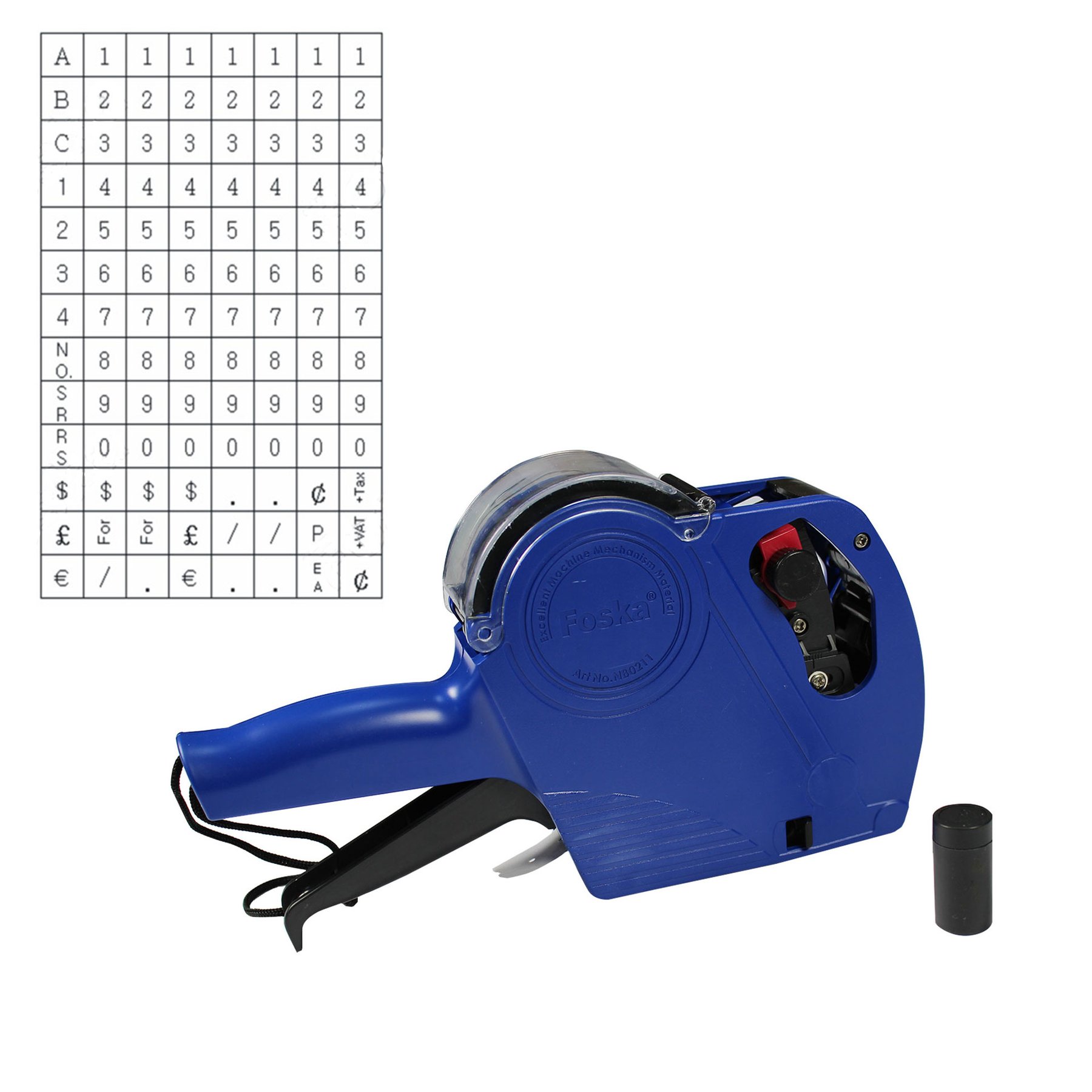 Foska Pricing gun, single line, 8 characters