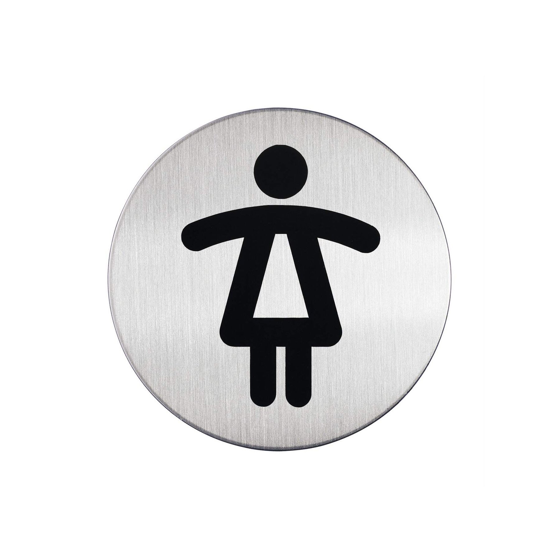 Durable Pictogram – Ladies’ Restroom, aluminium, diameter 83 mm