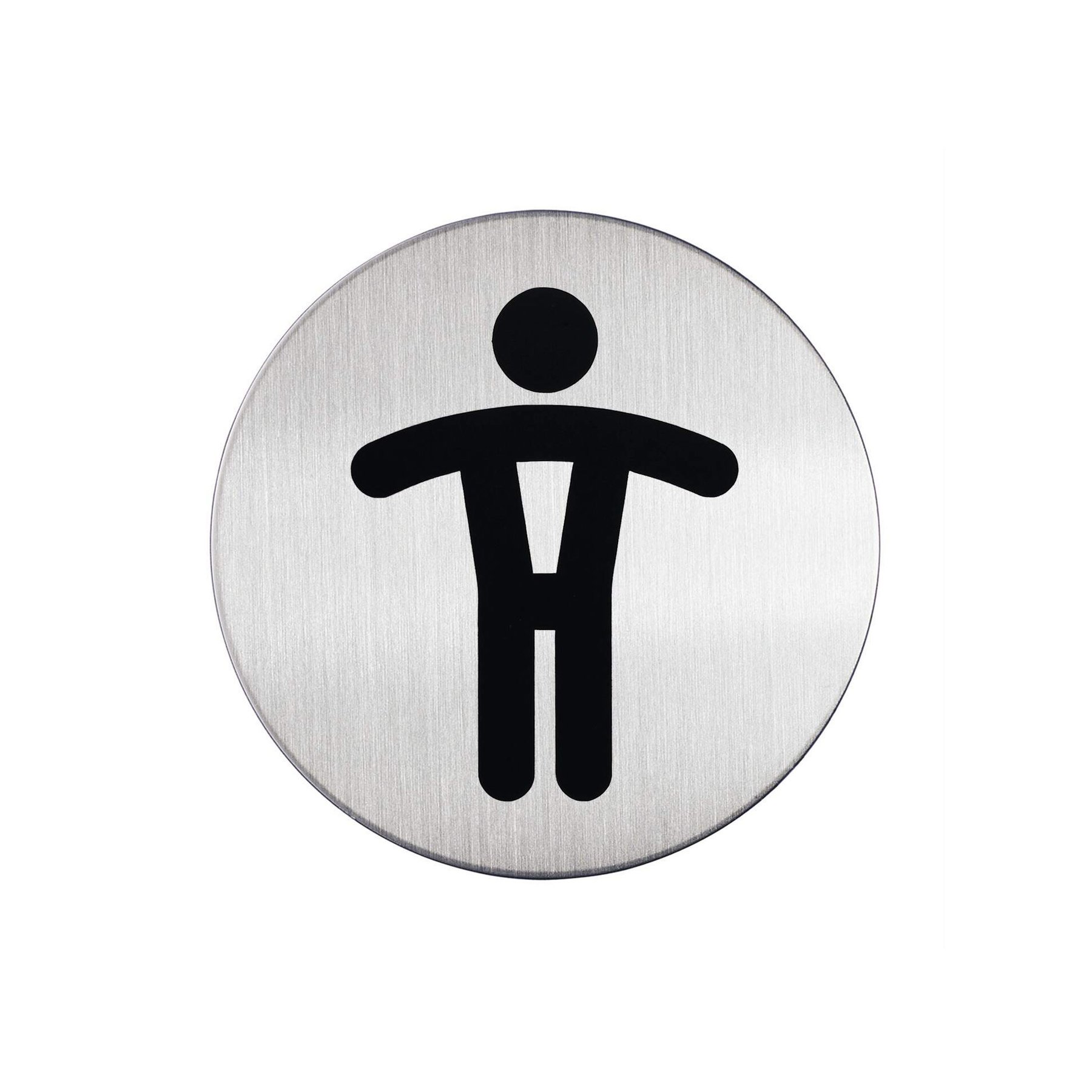 Durable Pictogram - Men’s Toilet, aluminum, diameter 83 mm