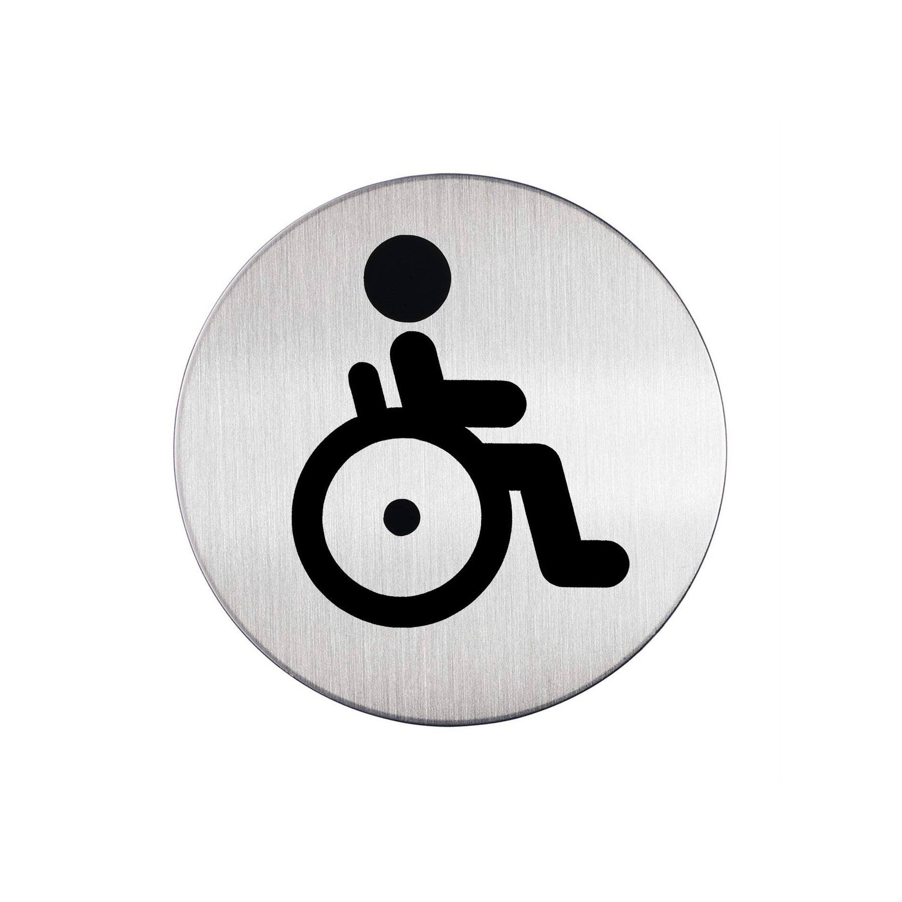Durable Pictogram - Accessible toilet, aluminum, diameter 83 mm