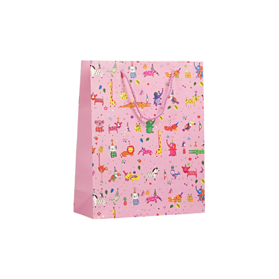 Gift bag, kids, 26 x 32 x 10 cm, pink