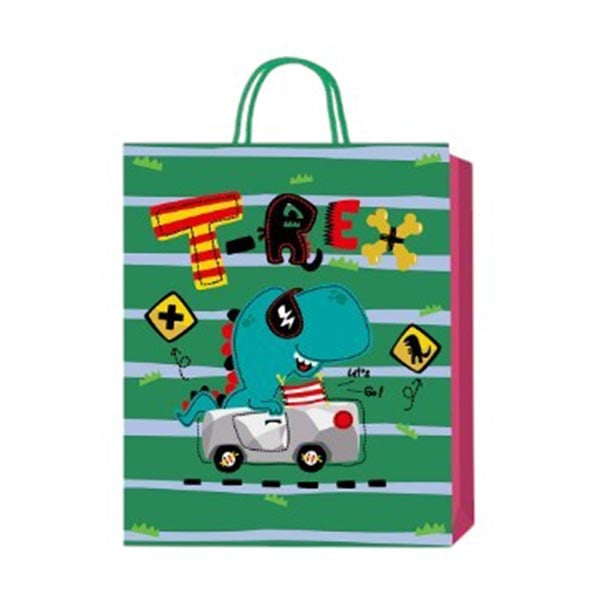 Gift Bag Dinosaur, 3D, kids, 26 x 32 x 10 cm, green