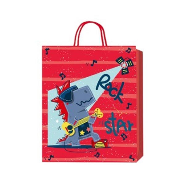 Gift bag Dinosaur, 3D, child, 26 x 32 x 10 cm, red