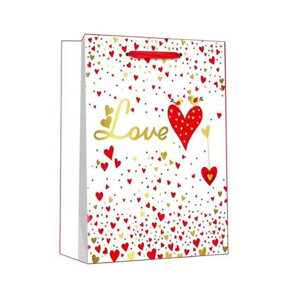 Gift bag Love, 26 x 32 x 12 cm, snow white