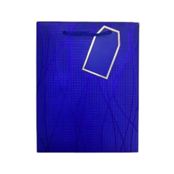 Gift bag, waves, 26 x 32 x 10 cm, blue