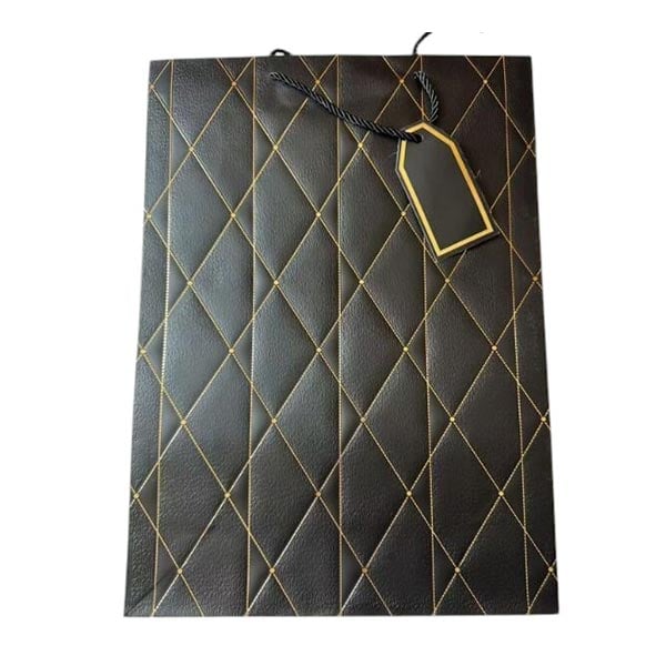 Gift Bag, checkered, 30 x 42 x 12 cm, dark blue