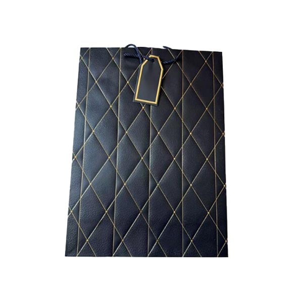Gift bag, checkered, 30 x 42 x 12 cm, black