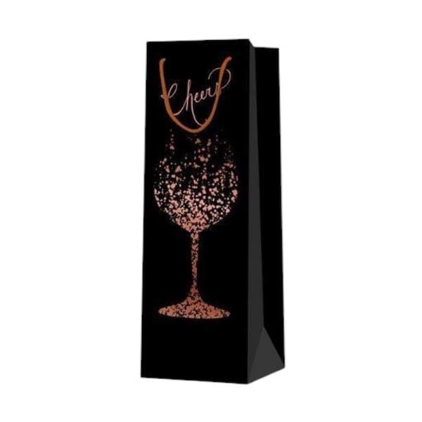 Wine bag Cheers, glass, 12 x 35 x 9 cm, black