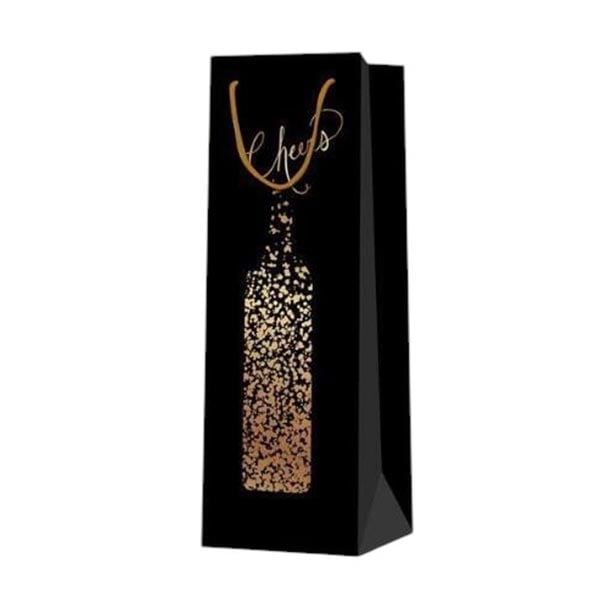 Wine Bag Cheers, bottle, 12 x 35 x 9 cm, black