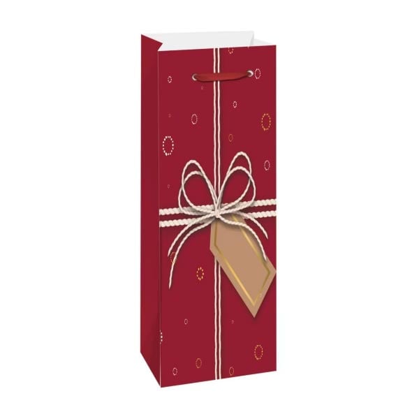 Wine bag, ribbon, 12 x 35 x 9 cm, red